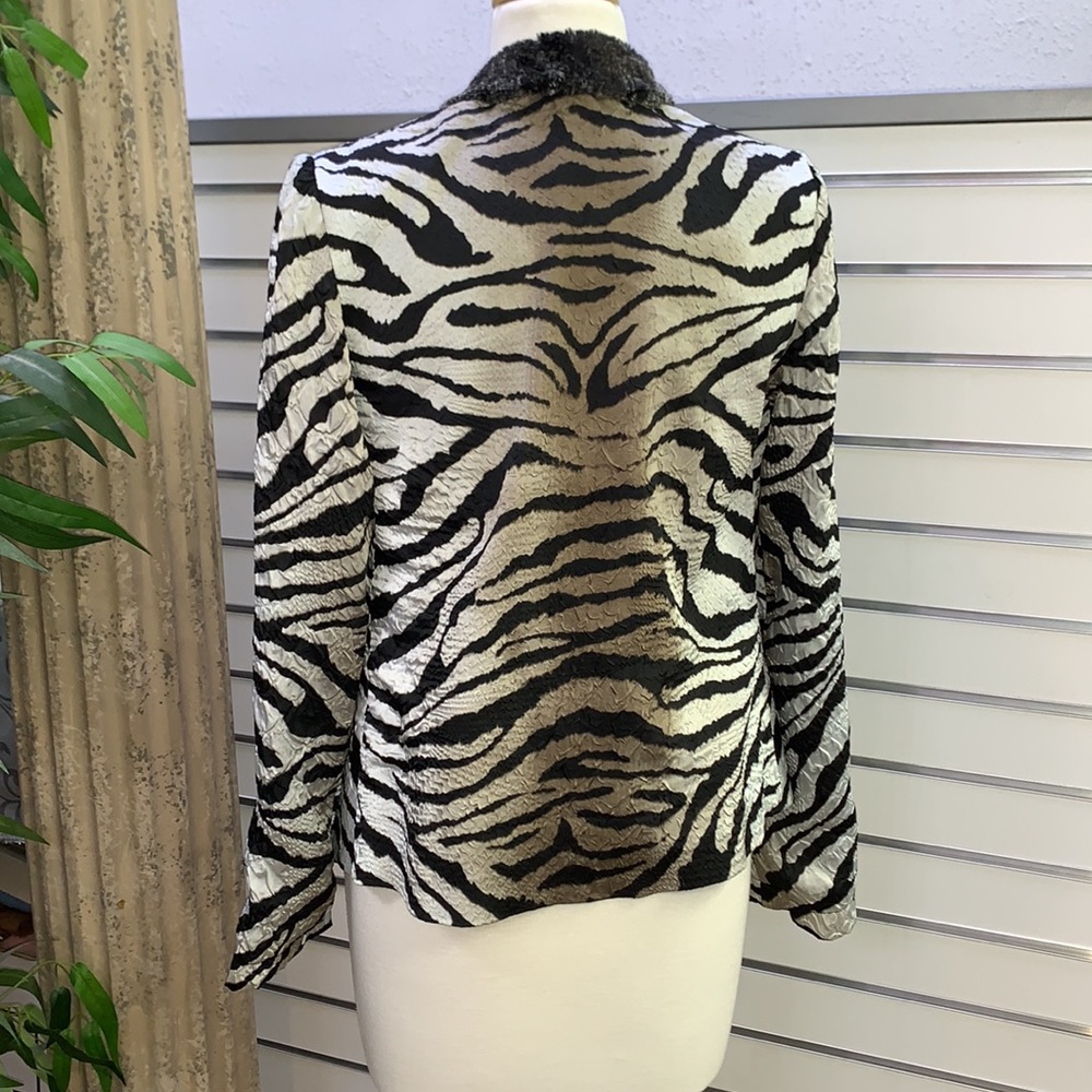 Alberto Makli Zebra Print Open Blazer - image 4